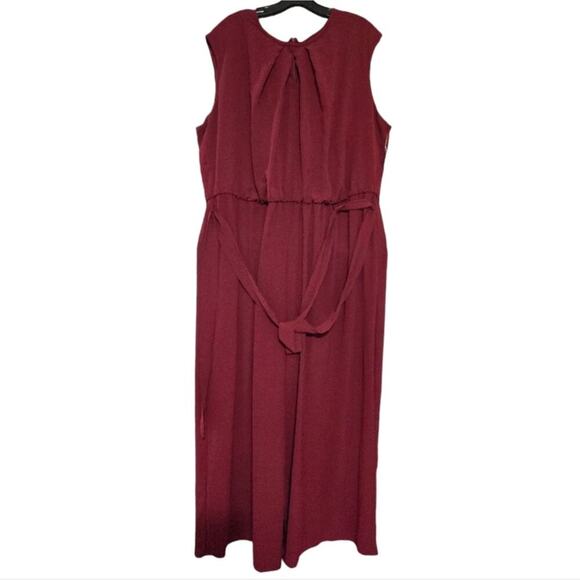 London Times Women's Pleat Neck Rhododendron Wide Leg Jumpsuit Plus Size 22W New - Picture 8 of 13